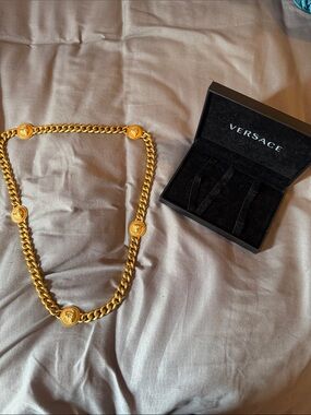 Versace Gold-Tone Medallion Curb Chain Necklace